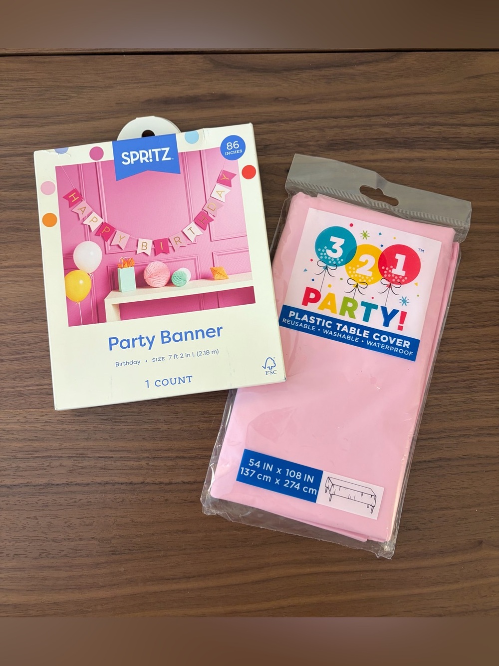 Pink Birthday Party Decor Bundle Banner & Table Cover New